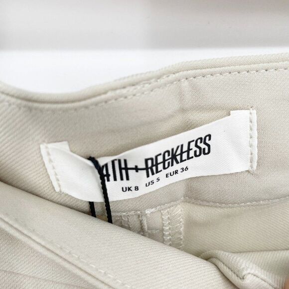 4th Reckless Archer Asymmetric Trousers High Waisted Beige Women's S NEW - Picture 6 of 8